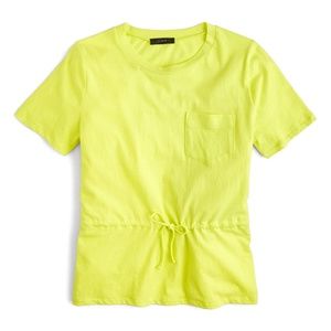 J Crew Bright Yellow Tie Drawstring Tshirt Small